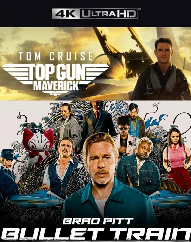 TOP GUN MAVERICK & BULLET TRAIN VUDU 4K OR ITUNES 4K